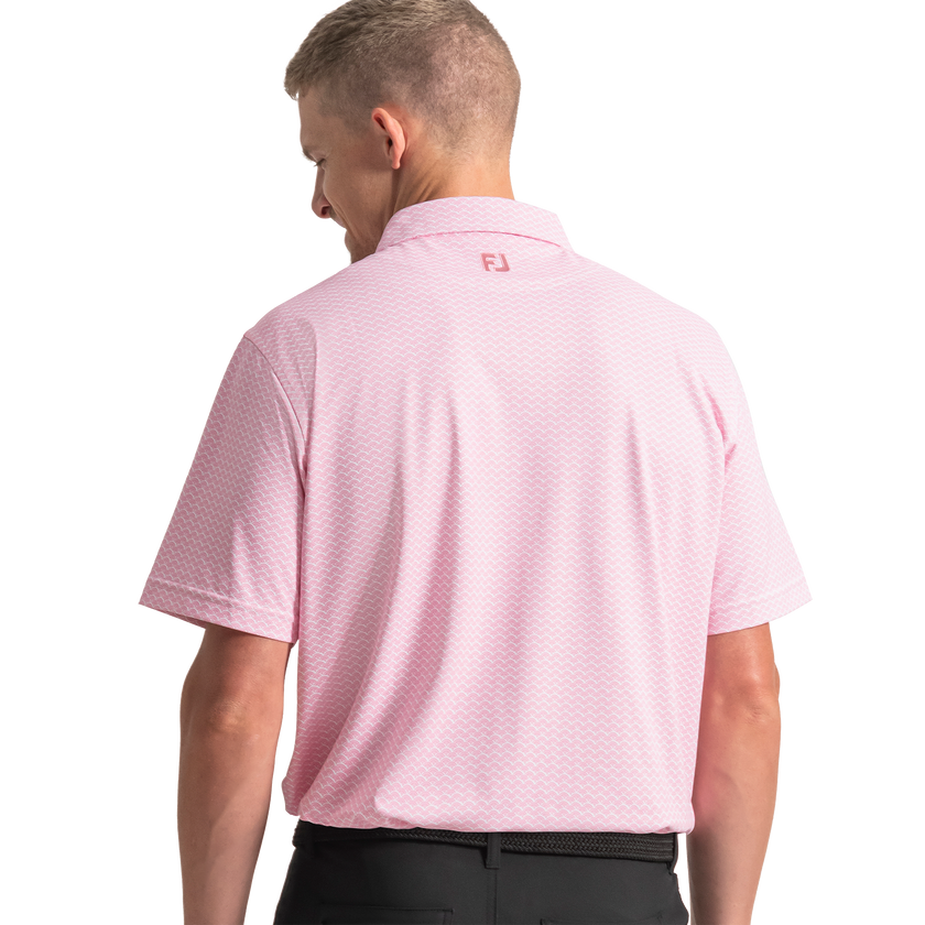 FootJoy Men's Scallop Geo Pique Polo - Vivid Violet/White/Pink Pop