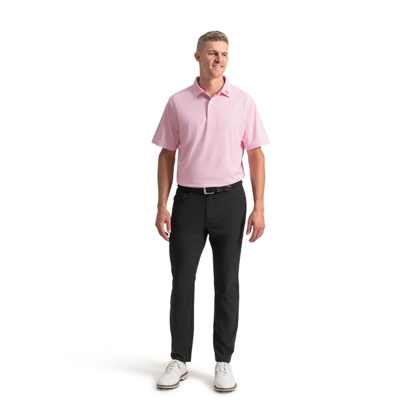 FootJoy Men's Scallop Geo Pique Polo - Vivid Violet/White/Pink Pop