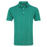FootJoy Wingtip Floral Lisle Polo - Field Green / White