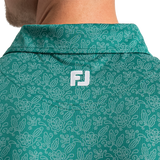 FootJoy Wingtip Floral Lisle Polo - Field Green / White