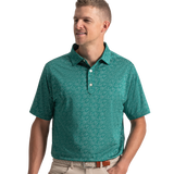 FootJoy Wingtip Floral Lisle Polo - Field Green / White