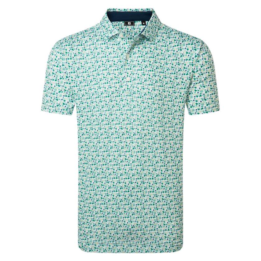 FootJoy Surfs Up Lisle Polo - Field Green / White