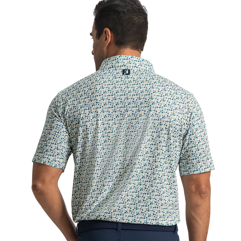 FootJoy Surfs Up Lisle Polo - Field Green / White