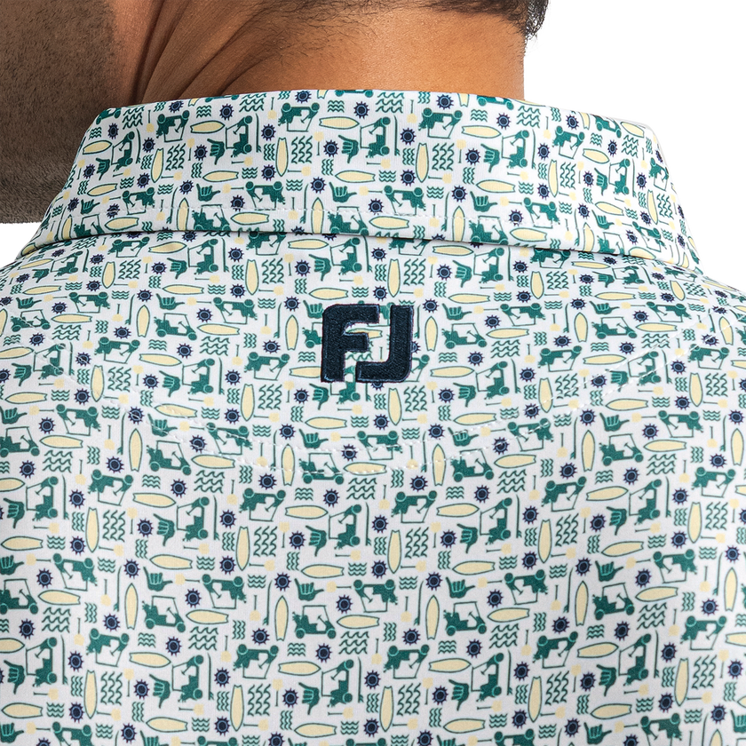 FootJoy Surfs Up Lisle Polo - Field Green / White