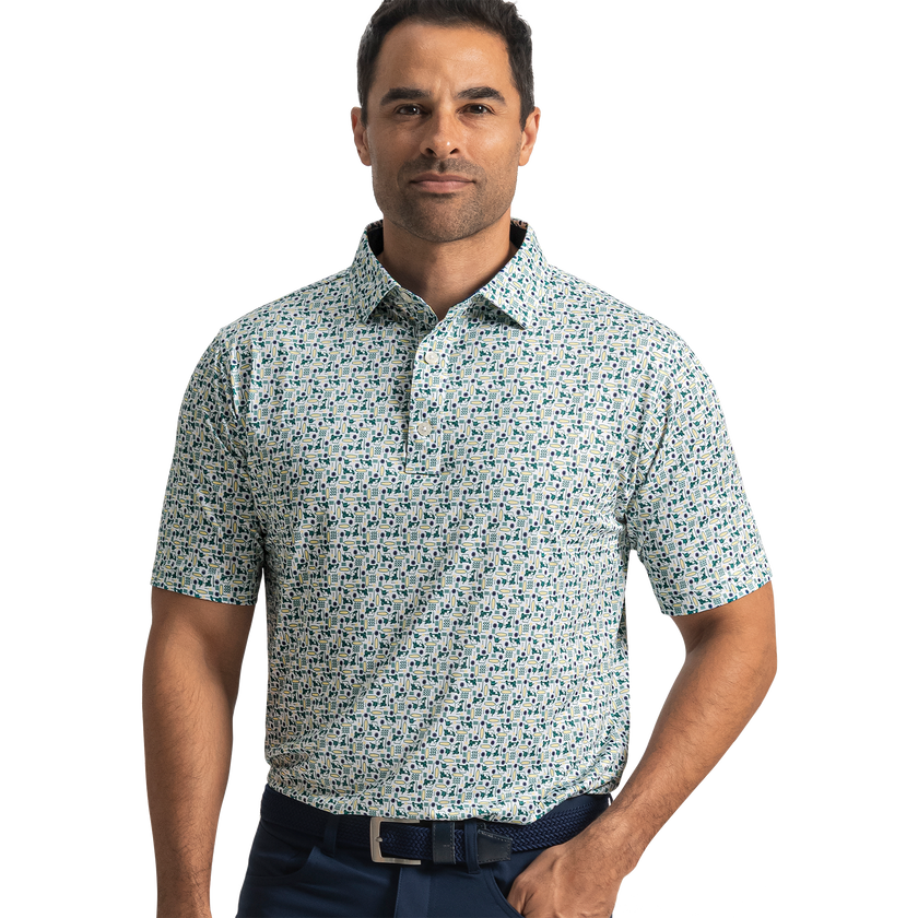 FootJoy Surfs Up Lisle Polo - Field Green / White