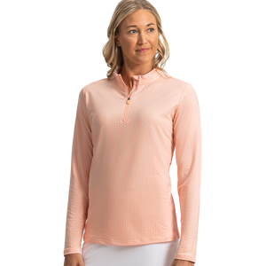 FootJoy Women's Quarter-Zip Long Sleeve Sun Shirt - Desert Peach