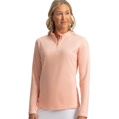 FootJoy Women's Quarter-Zip Long Sleeve Sun Shirt - Desert Peach