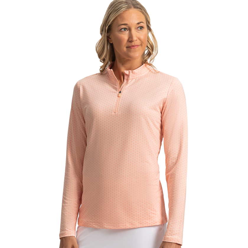 FootJoy Women's Quarter-Zip Long Sleeve Sun Shirt - Desert Peach