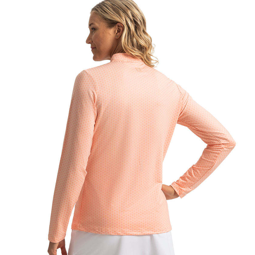 FootJoy Women's Quarter-Zip Long Sleeve Sun Shirt - Desert Peach