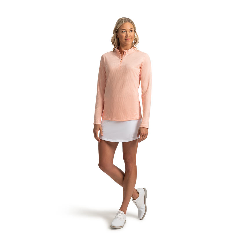 FootJoy Women's Quarter-Zip Long Sleeve Sun Shirt - Desert Peach
