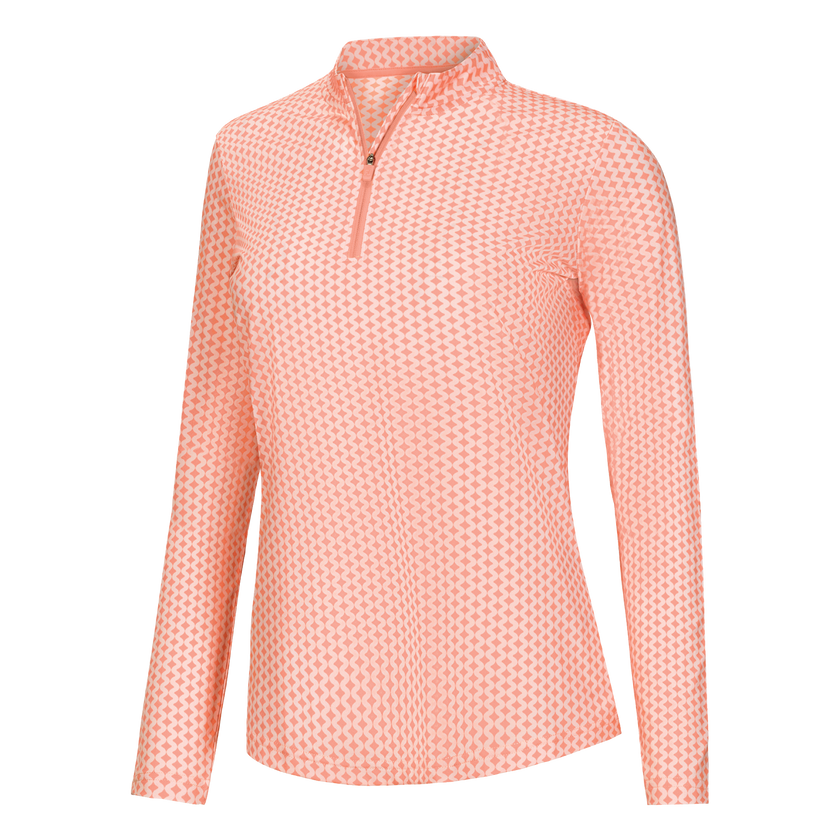 FootJoy Women's Quarter-Zip Long Sleeve Sun Shirt - Desert Peach