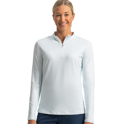 FootJoy Women's Quarter-Zip Long Sleeve Sun Shirt - Glacial Blue