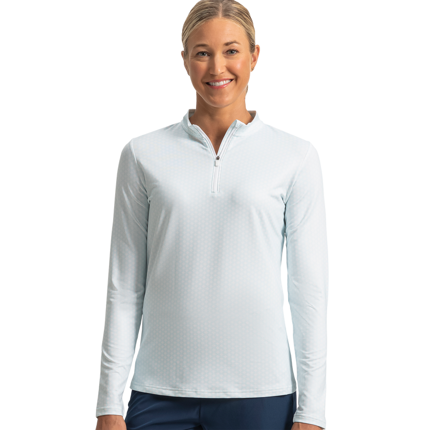 FootJoy Women's Quarter-Zip Long Sleeve Sun Shirt - Glacial Blue