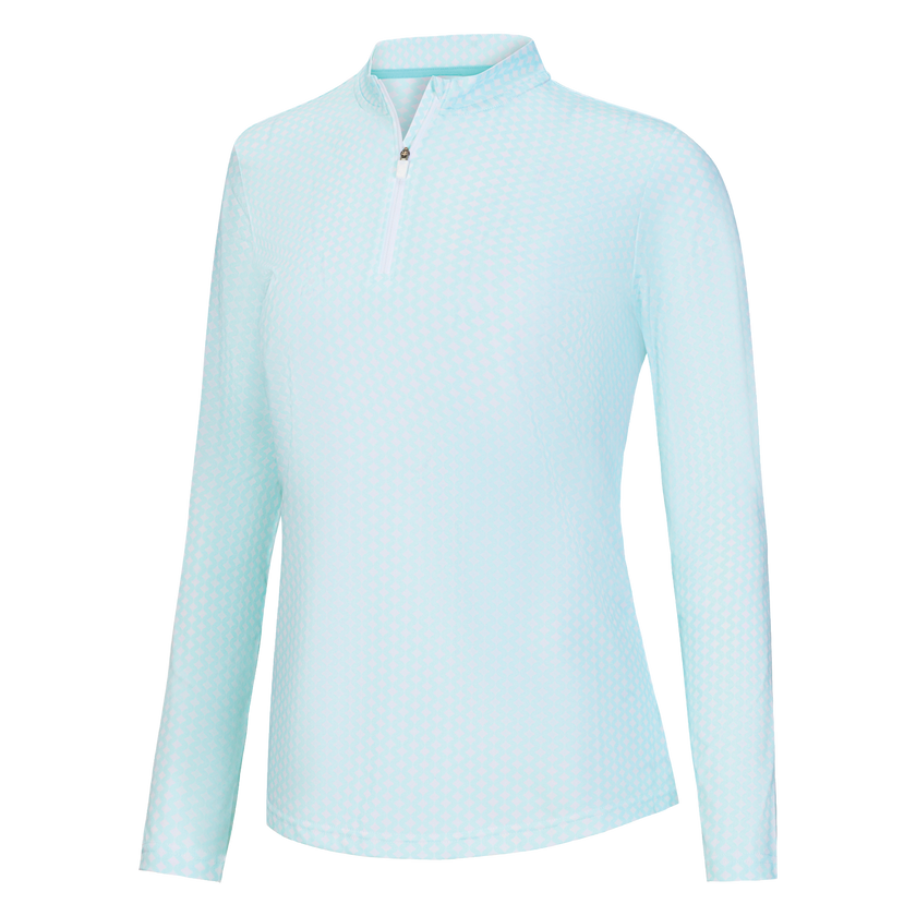 FootJoy Women's Quarter-Zip Long Sleeve Sun Shirt - Glacial Blue