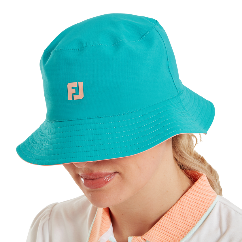 FootJoy Women's Reversible Bucket Hat - Teal / Peach