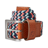 2024 Men's FootJoy Striped Braided Belt - Navy/Sea Glass/Coral Red