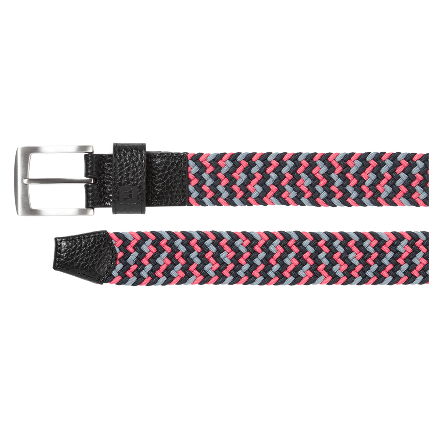 2025 FootJoy Men's Braided Belt - Black/Flint/Hibiscus