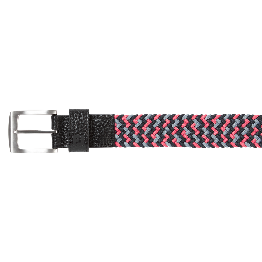 2025 FootJoy Men's Braided Belt - Black/Flint/Hibiscus