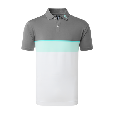 2023 FootJoy Mens Colour Theory Polo - Lava / Aqua Surf / White