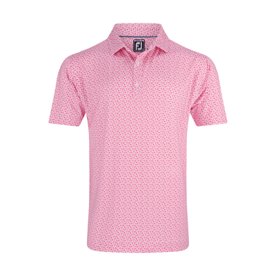 2024 FootJoy Micro Floral Print Polo - Rose / White