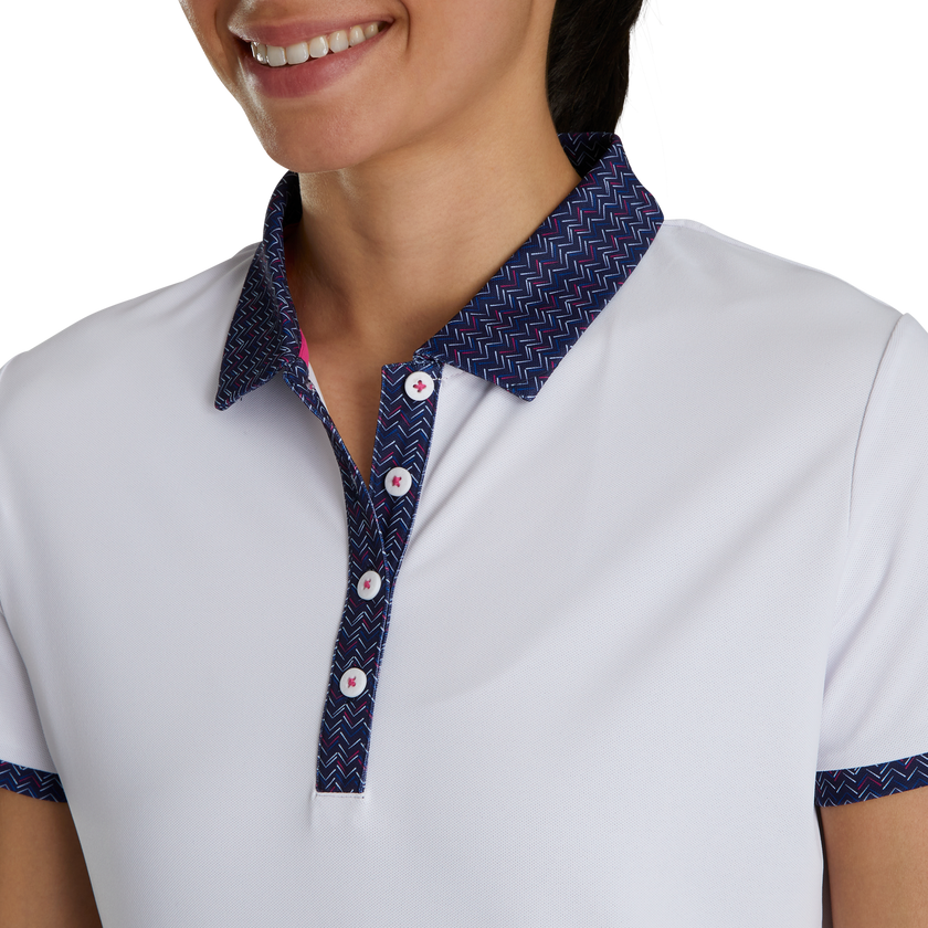 2024 FootJoy Women's Short Sleeve Print Polo - White