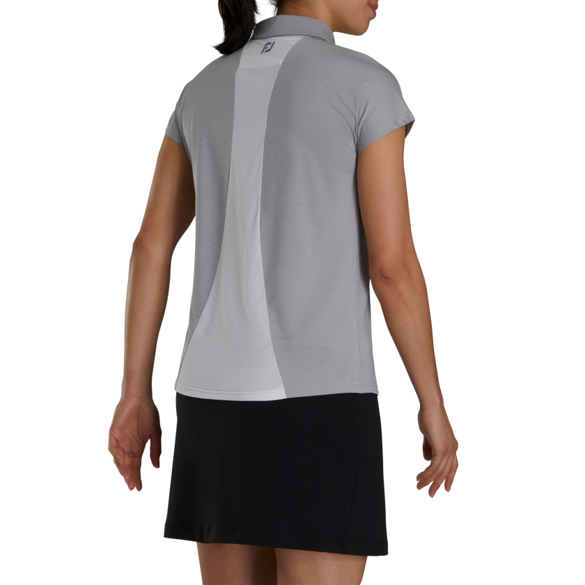 2024 FootJoy Women's Short Sleeve 1/4 Zip Polo - Heather Grey / White