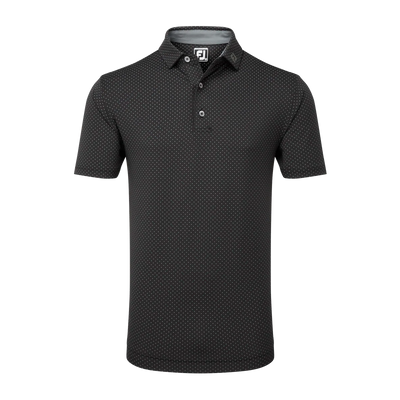 2024 FootJoy Men's Stretch Lisle Dot Print Polo - Black/Grey Cliff