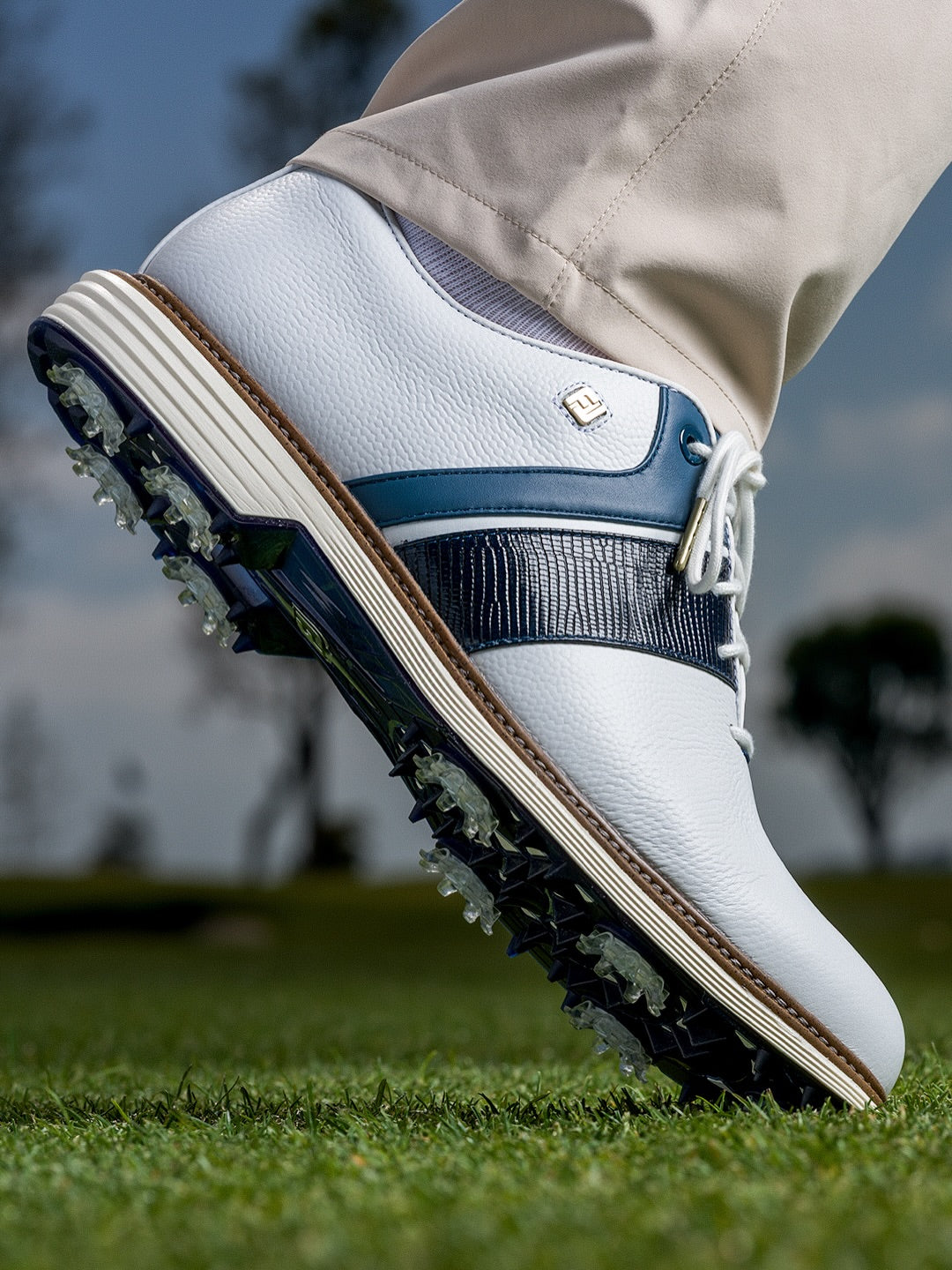 2025 FootJoy Men's Premiere Field LX Golf Shoes - White/Navy