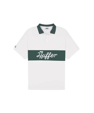 Huffer Golf Men's Par Line Short Sleeve Polo - Chalk/Golf Green
