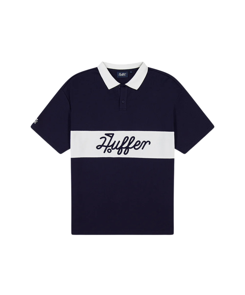 Huffer Golf Men's Par Line Short Sleeve Polo - Navy/Chalk