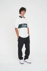 Huffer Golf Men's Par Line Short Sleeve Polo - Chalk/Golf Green