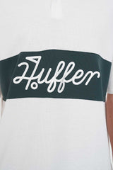 Huffer Golf Men's Par Line Short Sleeve Polo - Chalk/Golf Green