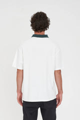 Huffer Golf Men's Par Line Short Sleeve Polo - Chalk/Golf Green