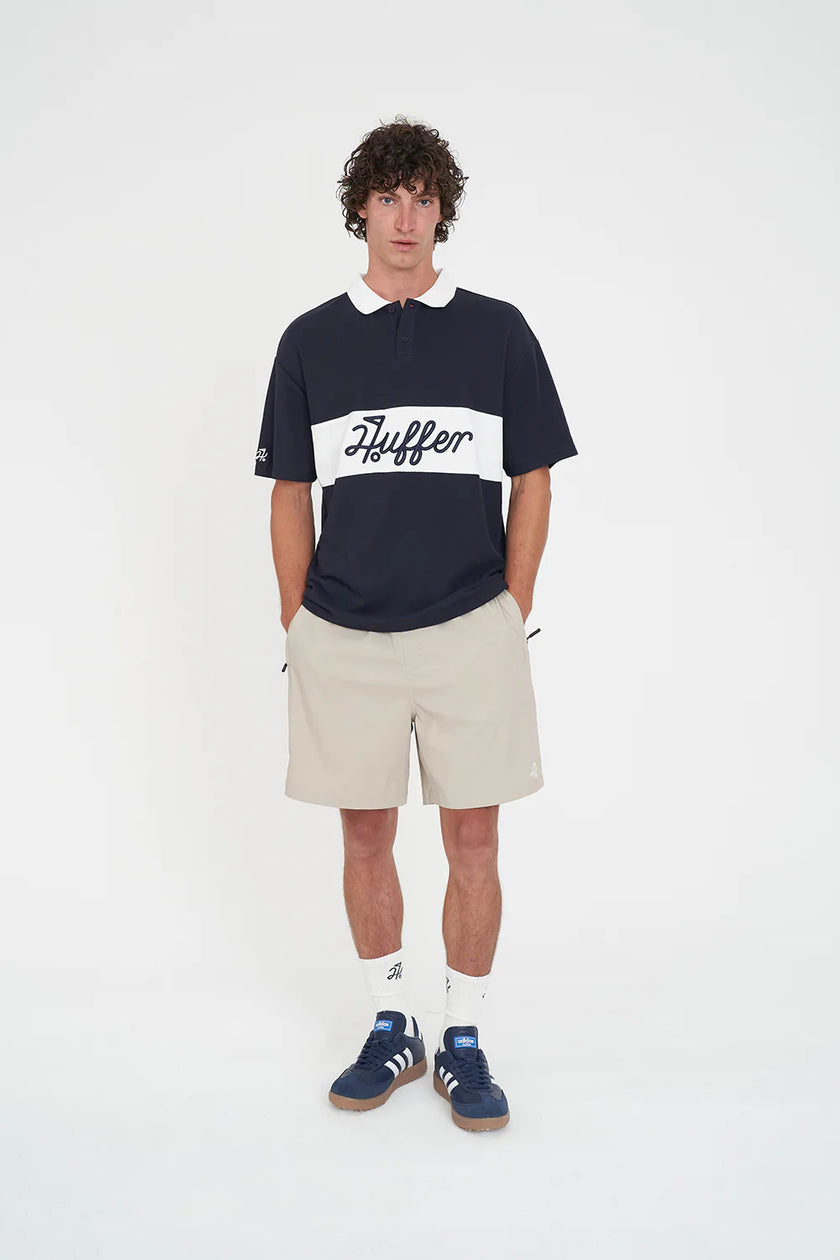 Huffer Golf Men's Par Line Short Sleeve Polo - Navy/Chalk