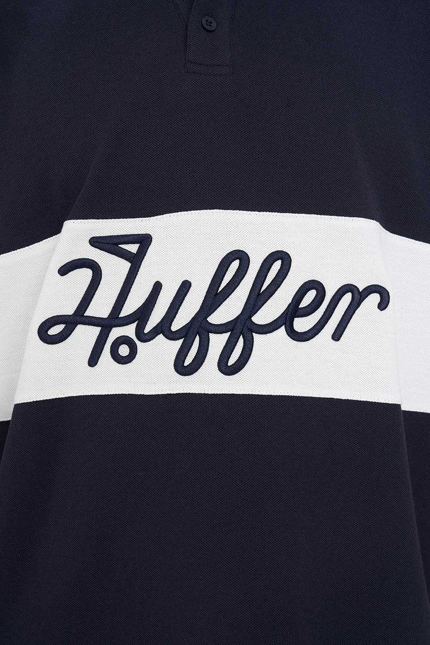 Huffer Golf Men's Par Line Short Sleeve Polo - Navy/Chalk