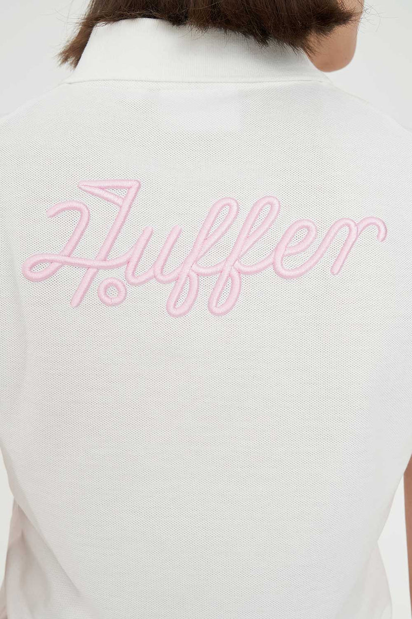 Huffer Golf Women's Birdie Short Sleeve Polo/Par 97 - Chalk/Petal