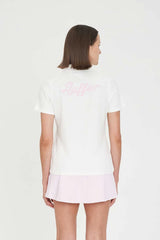 Huffer Golf Women's Birdie Short Sleeve Polo/Par 97 - Chalk/Petal