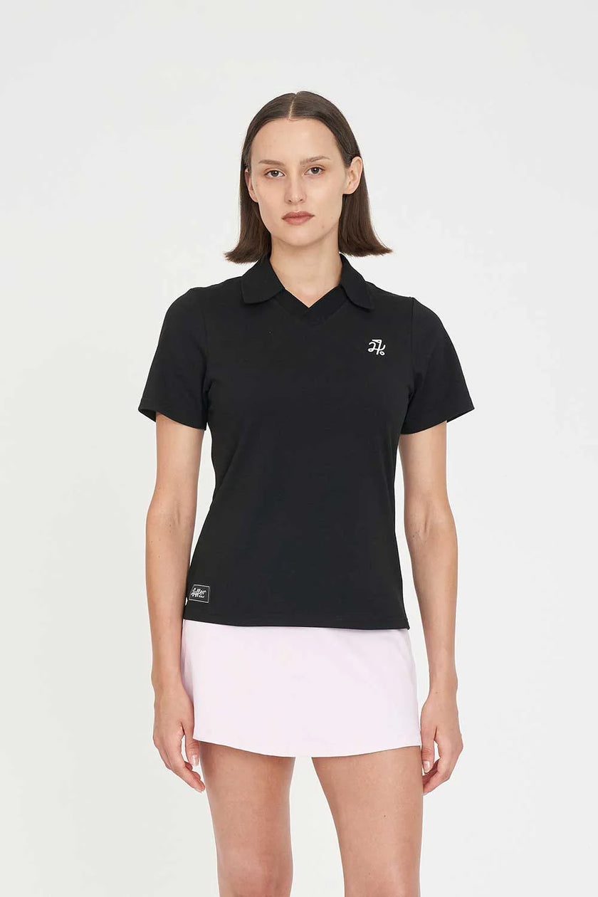 Huffer Golf Women's Tech Birdie Short Sleeve Polo - Black