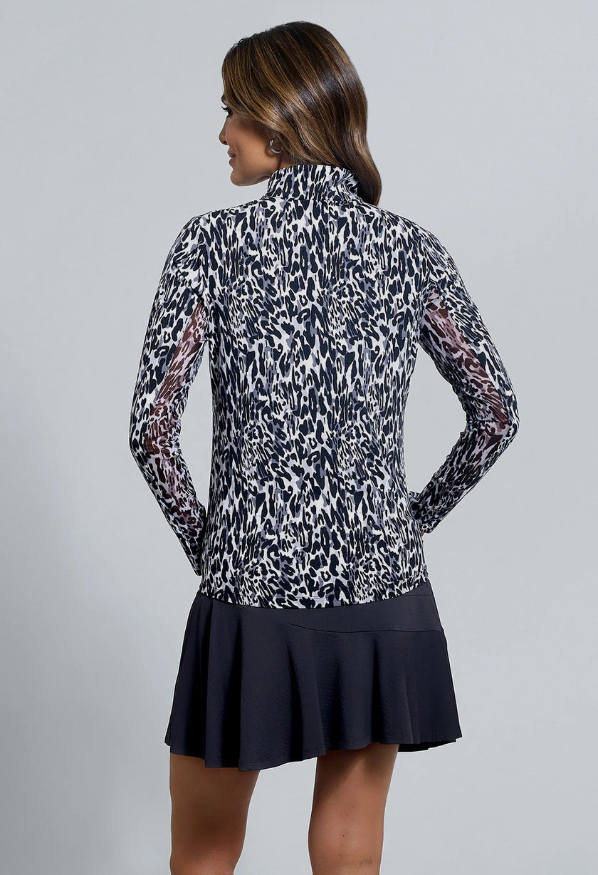 IBKUL Karen Print Long Sleeve Mock Neck Top