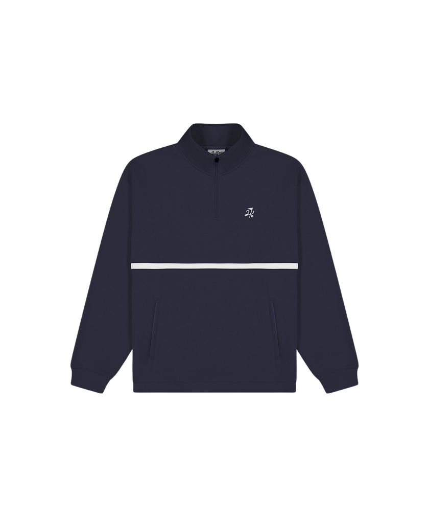 Huffer Men's Club 1/4 Zip Crew - Navy/Chalk