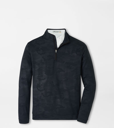 2025 Peter Millar Men's Perth Camo Performance Quarter-Zip - Black