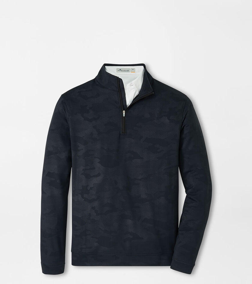 2025 Peter Millar Men's Perth Camo Performance Quarter-Zip - Black