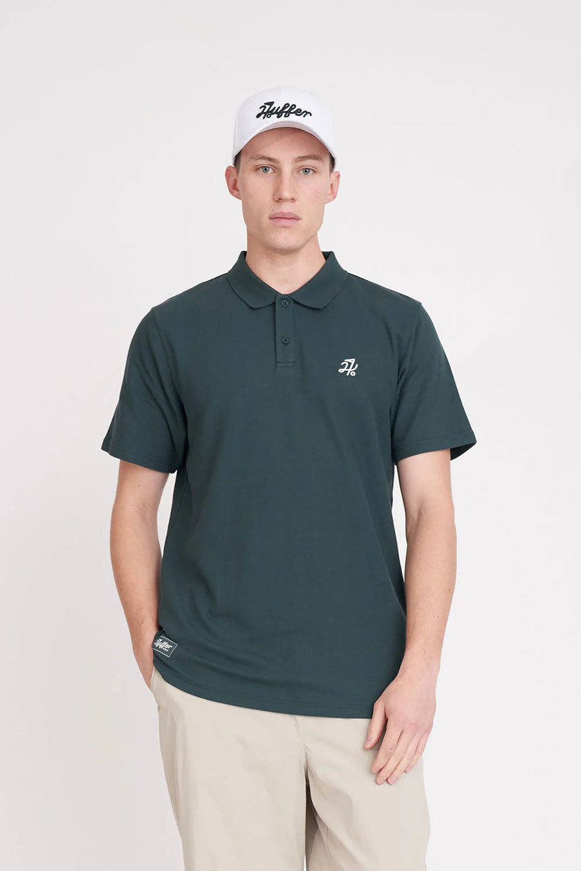 2025 Huffer Men's Classic Short Sleeve Polo - Golf Green