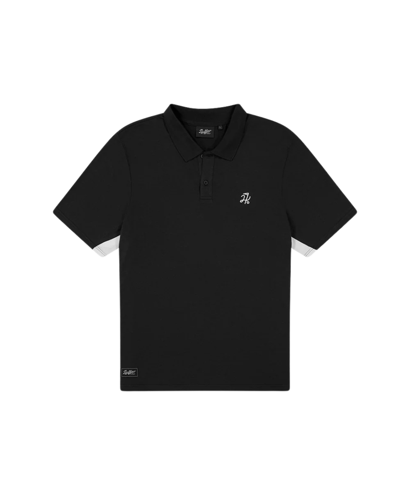 Huffer Golf Men's Tech Panel Short Sleeve Polo - Black/Chalk