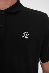 Huffer Golf Men's Tech Panel Short Sleeve Polo - Black/Chalk