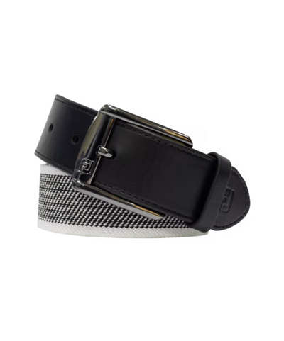 2024 FootJoy Mens Leather Belt + Stretch Band - White / Black