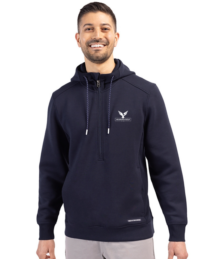 Cutter & Buck Men's Roam Eco Half Zip Hoodie - Navy (Akarana Golf Club Logo)