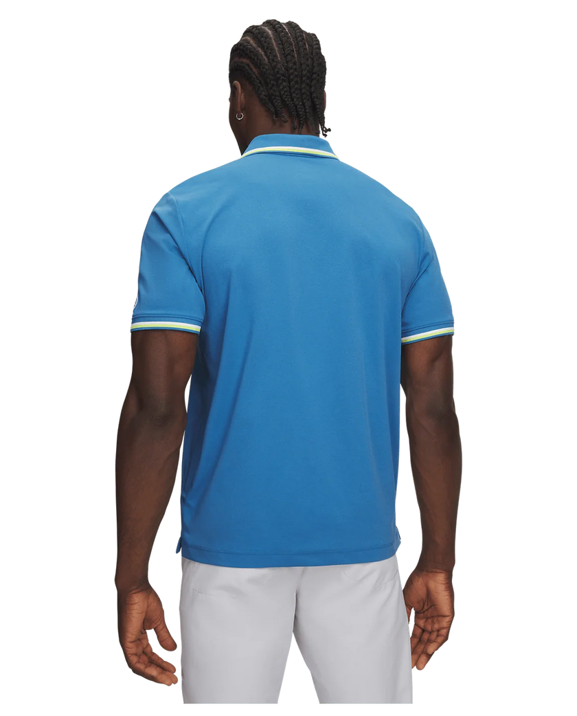 Under Armour Men's ArmourDry Rib Polo - Aegean Blue/Green Citrine/White
