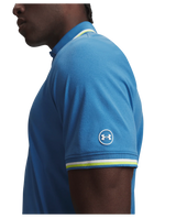 Under Armour Men's ArmourDry Rib Polo - Aegean Blue/Green Citrine/White