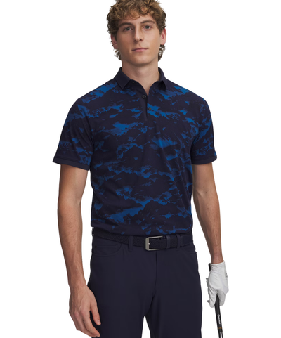 Under Armour Men's Drive Printed Block Polo - Varsity Blue/Midnight Navy/White